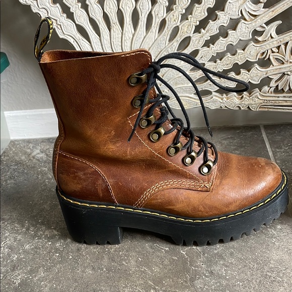 Dr. Martens Brown Leather Leona Boots - Picture 3 of 8